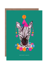 Load image into Gallery viewer, Magic Party Zebra Birthday Greetings Card