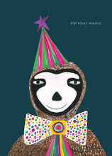 Load image into Gallery viewer, Magic Party Sloth Birthday Greetings Card

