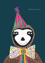 Load image into Gallery viewer, Magic Party Sloth Birthday Greetings Card