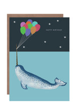 Load image into Gallery viewer, Narwhal Party Birthday Greetings Card