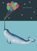 Load image into Gallery viewer, Narwhal Party Birthday Greetings Card
