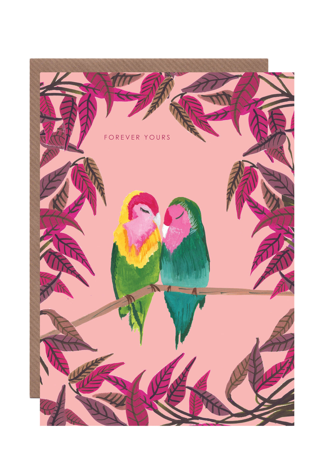 Rainbow Love Birds Forever Yours Greetings Card