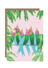 Load image into Gallery viewer, Tropical Parrot Party Birthday Greetings Card