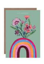 Load image into Gallery viewer, Rainbow and Pretty Flowers Anniversary Greetings Card
