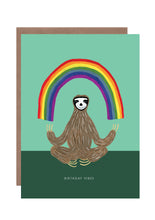 Load image into Gallery viewer, Rainbow Zen Sloth Birthday Greetings Card