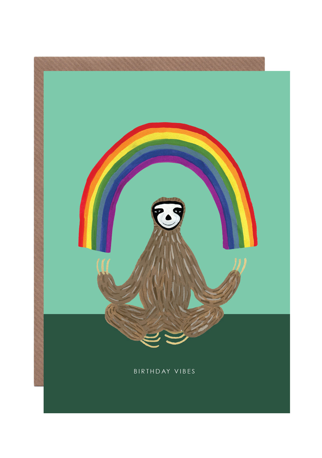 Rainbow Zen Sloth Birthday Greetings Card