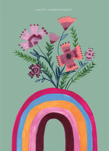 Load image into Gallery viewer, Rainbow and Pretty Flowers Anniversary Greetings Card
