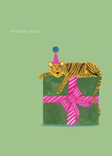 Load image into Gallery viewer, 'Tiger on Present ' Birthday Greetings Card