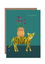 Load image into Gallery viewer, Tiger With Flowers Birthday Greetings Card
