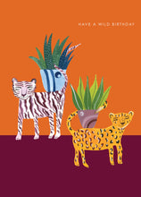 Load image into Gallery viewer, Botanical Tiger and Leopard Birthday Greetings Card