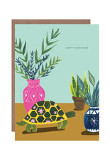 Load image into Gallery viewer, Tortoise and Plants birthday greetings card