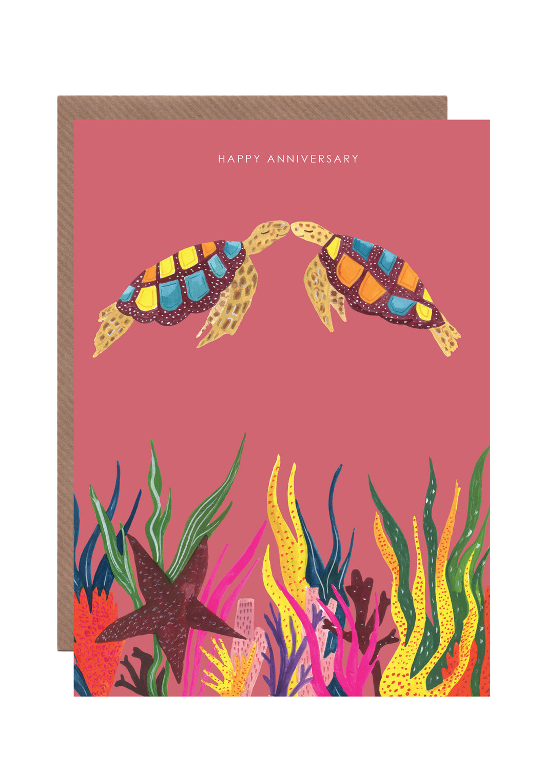 Turtles Coral Reef Anniversary Greetings Card