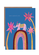 Load image into Gallery viewer, Elephant on Rainbow Birthday Greetings Card