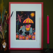 Load image into Gallery viewer, Elephant Midnight in Bloom A3 Art Print