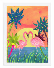 Load image into Gallery viewer, Sunset Flamingos A3 Art Print
