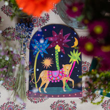 Load image into Gallery viewer, Midnight Leopard Bell Jar Blank Greetings Card