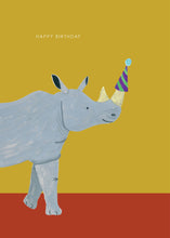 Load image into Gallery viewer, Party Rhino Birthday Greetings Card
