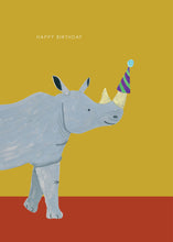 Load image into Gallery viewer, Party Rhino Birthday Greetings Card