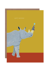 Load image into Gallery viewer, Party Rhino Birthday Greetings Card

