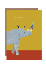 Load image into Gallery viewer, Party Rhino Birthday Greetings Card