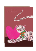 Load image into Gallery viewer, White Tiger with Heart greetings card