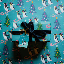 Load image into Gallery viewer, Christmas Penguin Race Gift Wrap (Single Sheet)