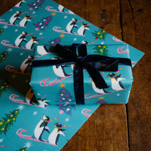 Load image into Gallery viewer, Christmas Penguin Race Gift Wrap (Single Sheet)
