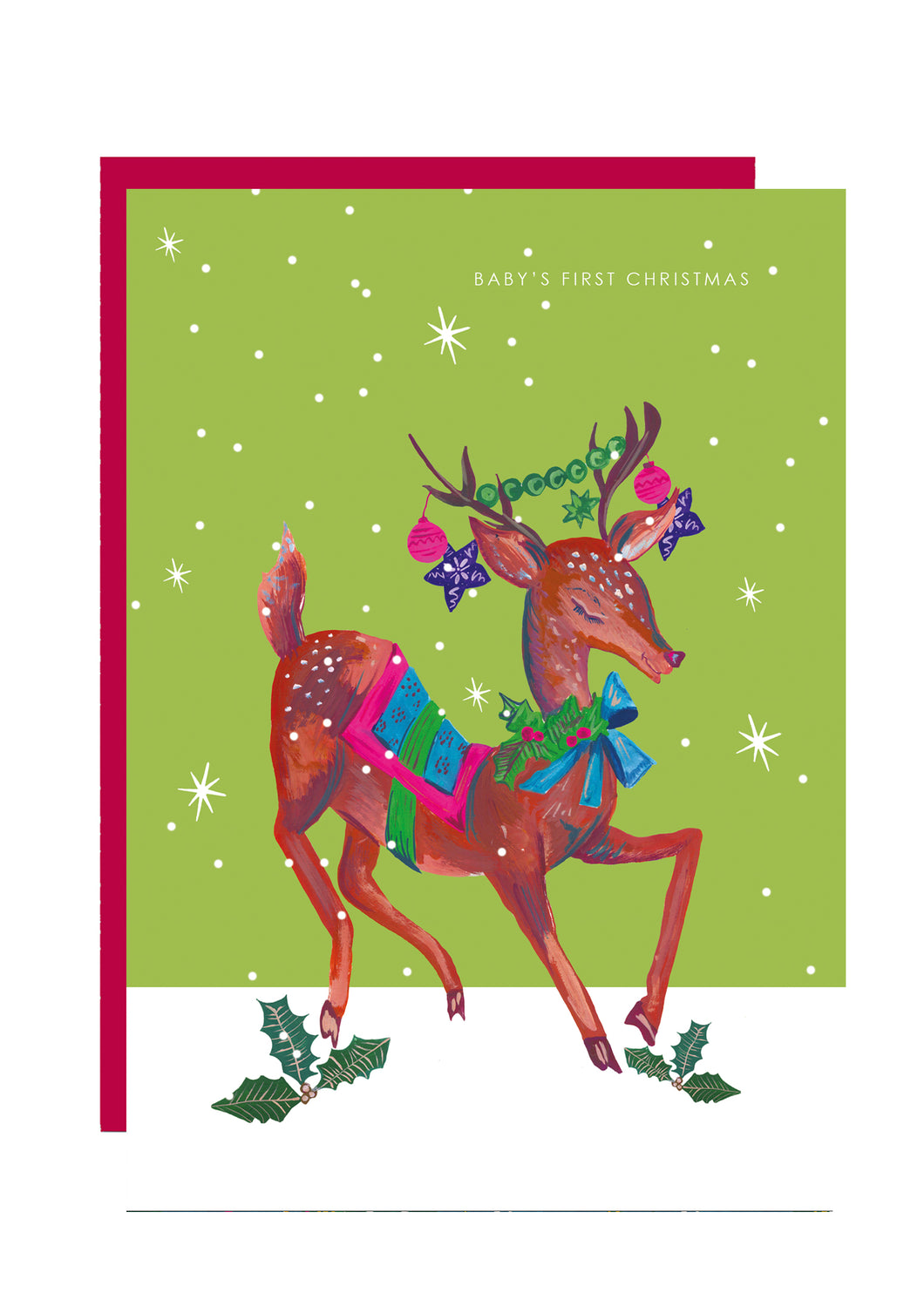 Reindeer Baby's First Christmas Card