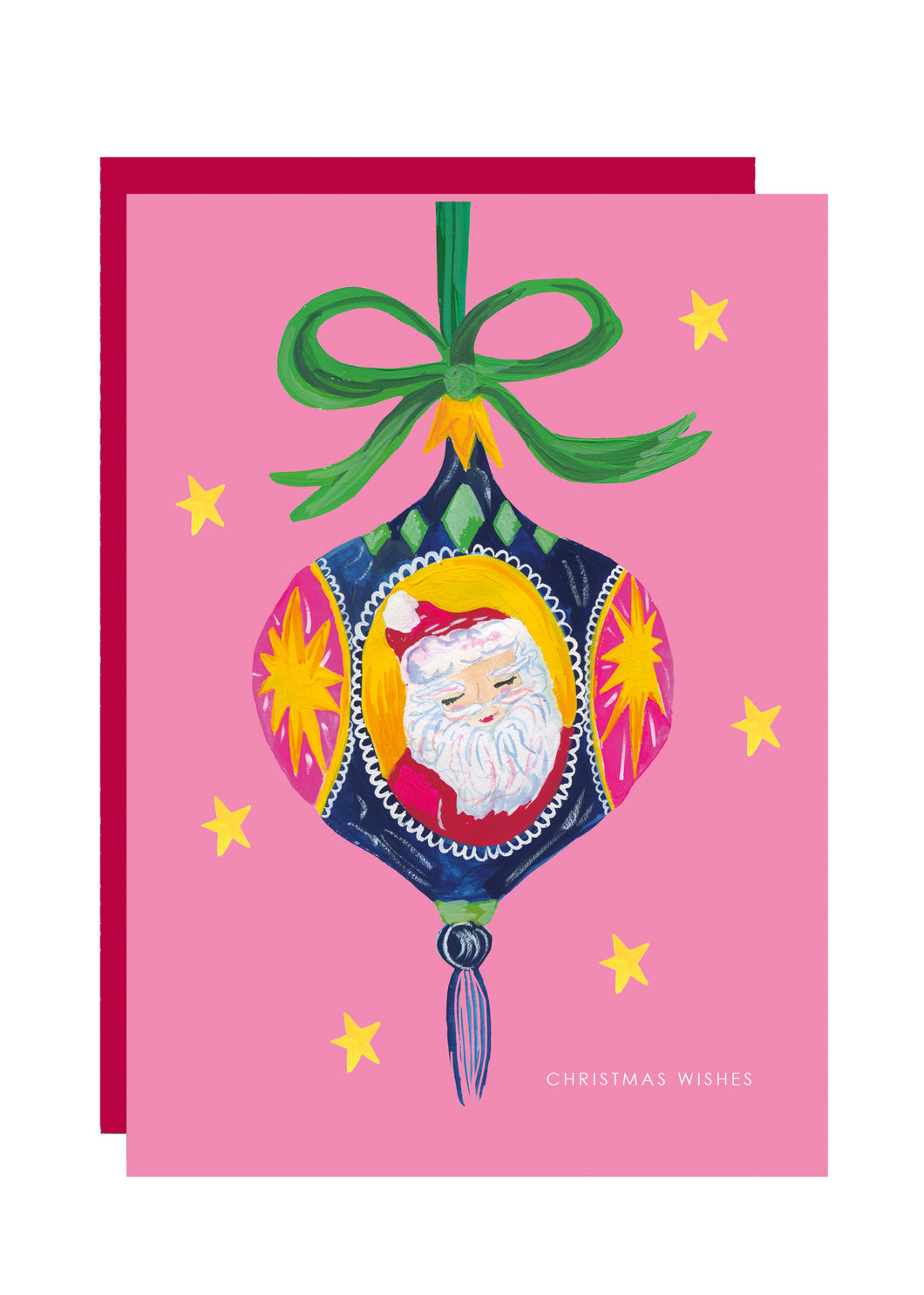 Bauble Santa Christmas Card