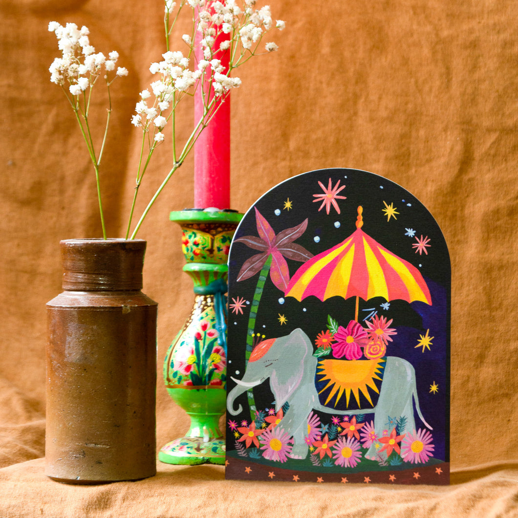 Elephant Parade Bell Jar Blank Greetings Card
