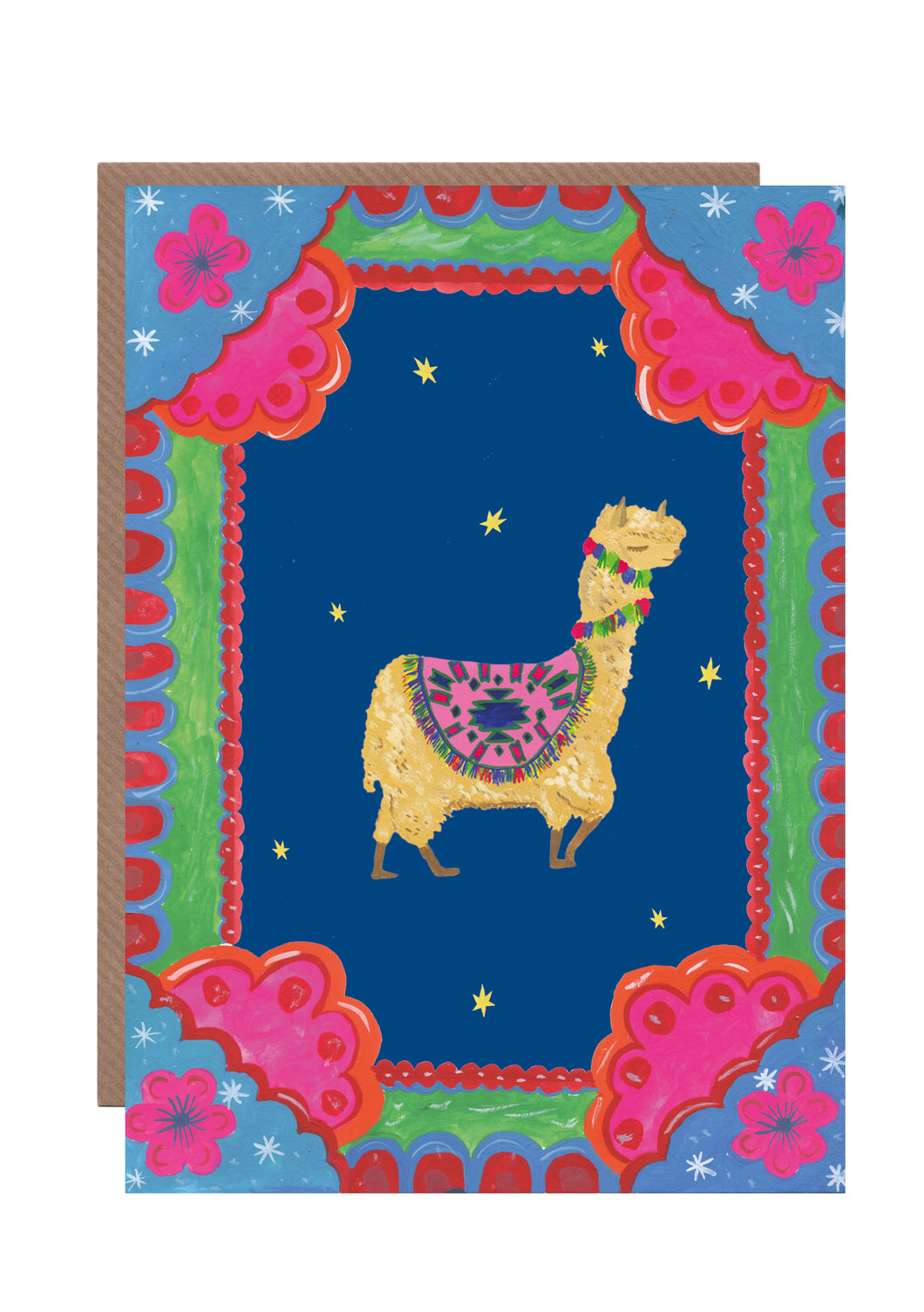 Border Alpaca Blank Greetings Card