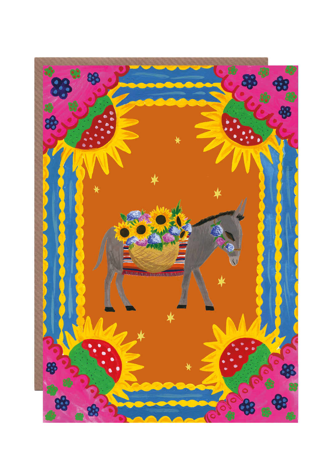 Border Donkey Blank Greetings Card