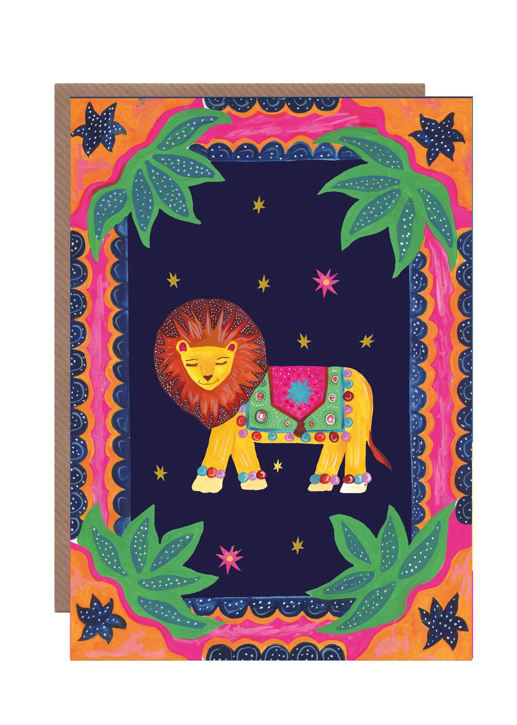 Border Lion Blank Greetings Card