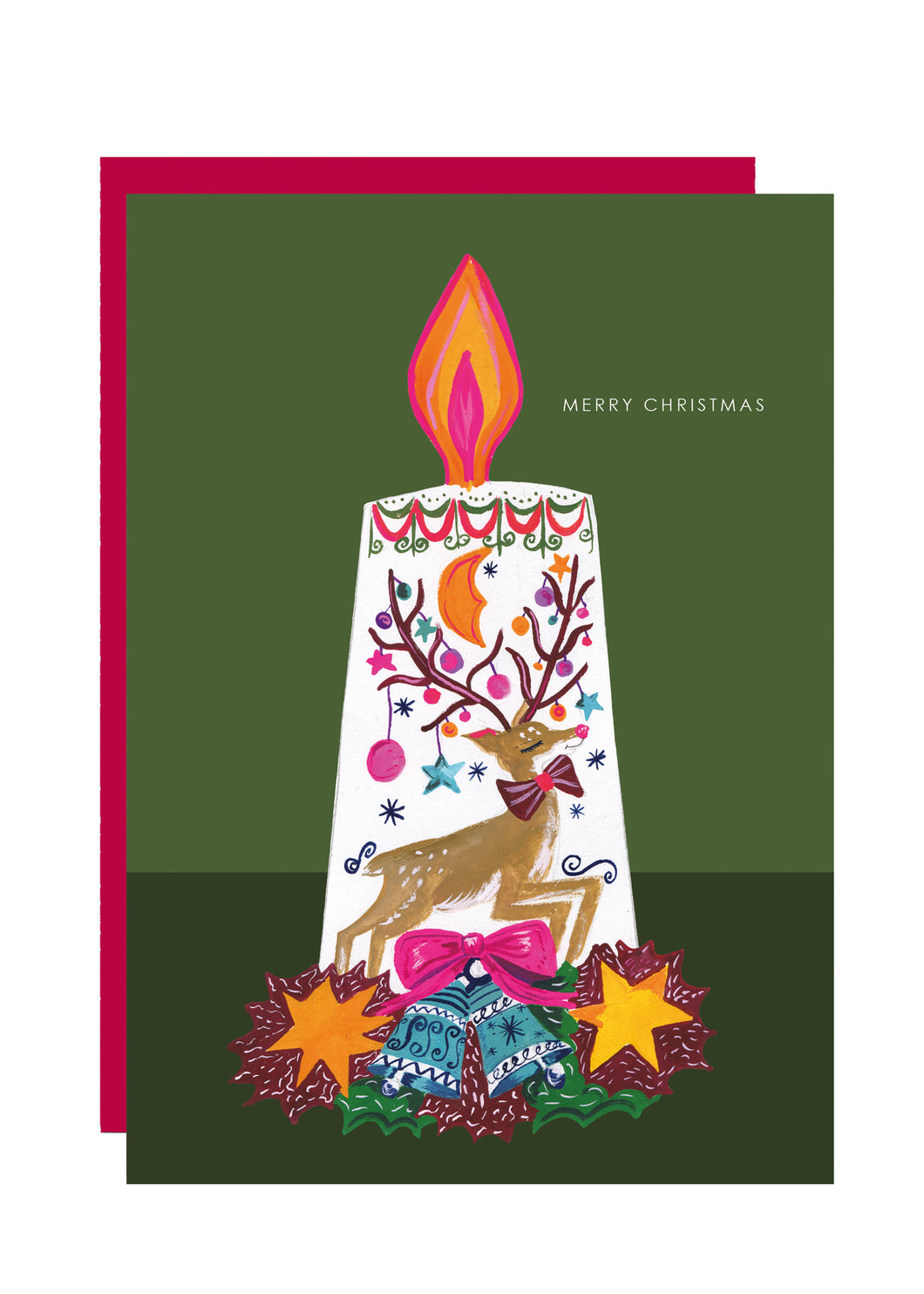 Candle Reindeer Christmas Card