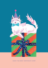 Load image into Gallery viewer, Cat on Present Birthday Greetings Card
