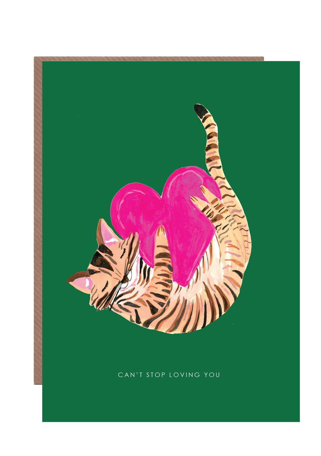 Cat with Heart Greetings Card  