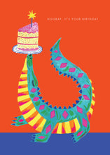 Load image into Gallery viewer, Alligator and Cake Birthday Greetings Card
