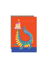 Load image into Gallery viewer, Alligator and Cake Birthday Greetings Card
