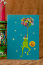 Load image into Gallery viewer, Age 6 Party Frog Children&#39;s Birthday Greetings Card
