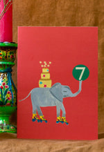 Load image into Gallery viewer, Age 7 Magical Party Elephant Children&#39;s Birthday Greetings Card
