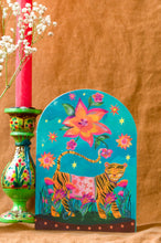 Load image into Gallery viewer, Tiger Flower Power Bell Jar Blank Greetings Card
