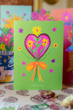 Load image into Gallery viewer, Heart and Flowers Mum Greetings Card
