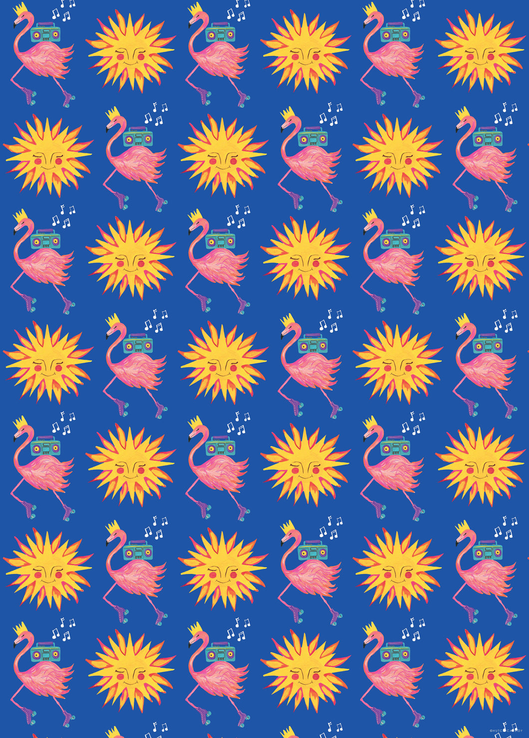 Flamingo Sunsburst Luxury Gift Wrap