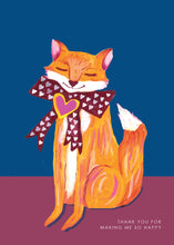 Load image into Gallery viewer, Fox with Heart Bow Greetings Card
