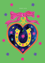 Load image into Gallery viewer, Good Luck Rainbow Heart Greetings Card
