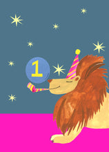 Load image into Gallery viewer, Age 1  Party Lion Children&#39;s Birthday Greetings Card
