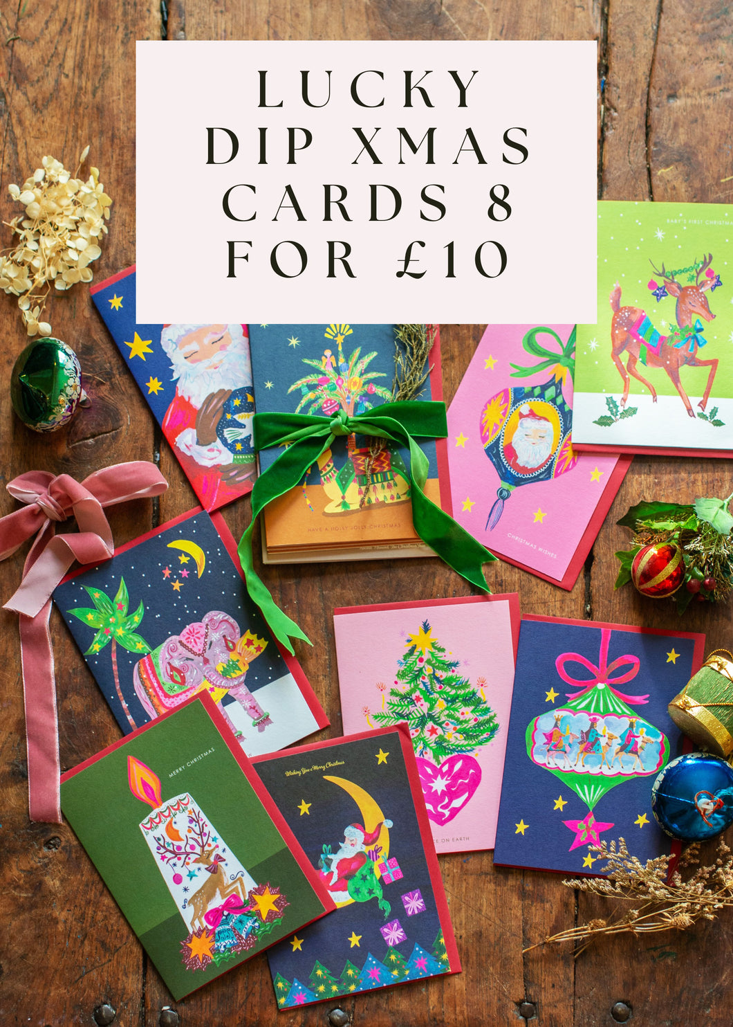 SALE LUCKY DIP XMAS CARDS- 8 Greetings cards for £10