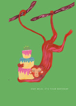 Load image into Gallery viewer, Monkey and Cake Birthday Greetings Card
