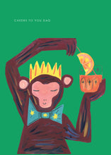 Load image into Gallery viewer, Monkey Cheers, Dad greetings card
