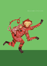 Load image into Gallery viewer, Monkey New Baby Greetings Card
